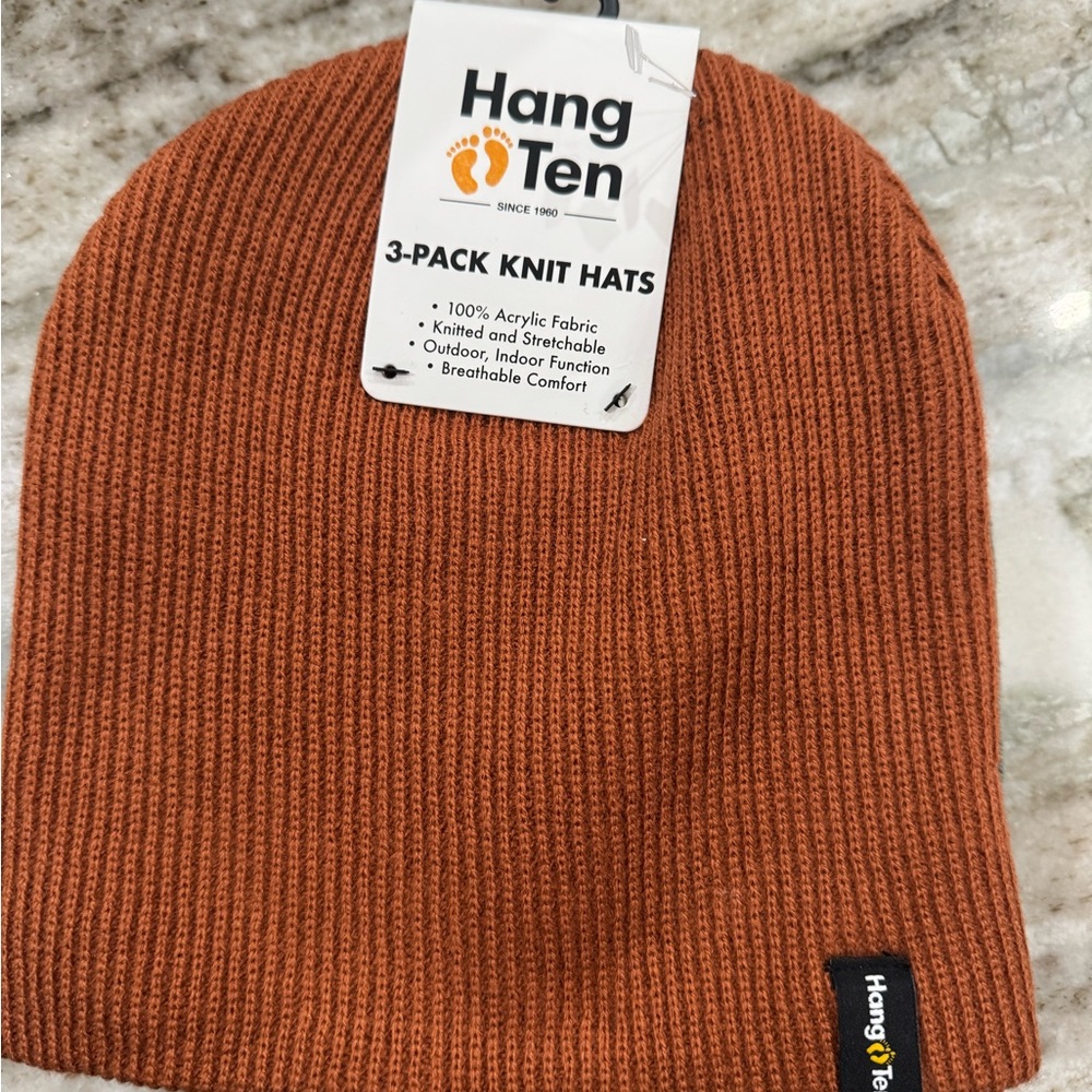 Hang Ten 3 Pack Knit Hats Rust Knit Beanie